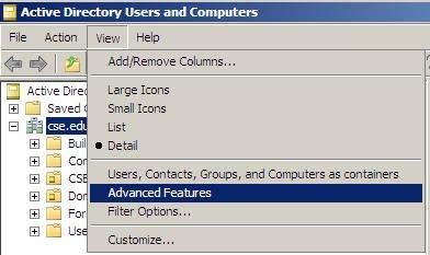 Tại chương trình Active Directory