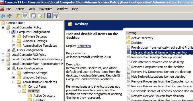 Administrators Mở console1 trên dektop mở theo ñường dẫn: Local computer\non-administrators policy chọn user configuration chọn Administrative