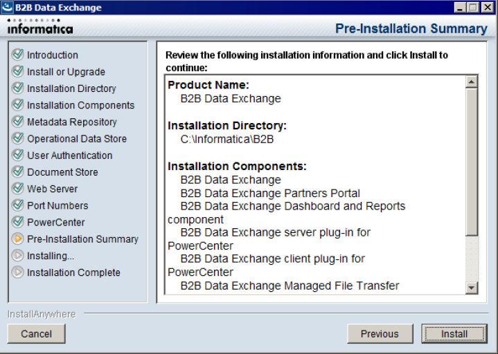 Step 7. Complete the Installation 1. On the Pre-Installation Summary page, verify that the installation information is correct, and then click Install.