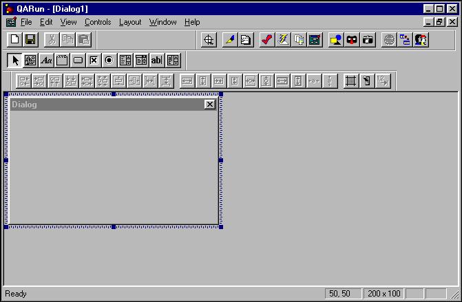 additional toolbars to assist you with creating the dialog boxes.