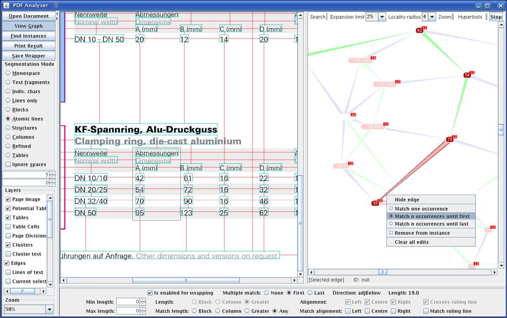 Figure 1. Designing a wrapper using the graphical user interface lying logical structure of the document. In PDF, there is no such explicit structure.
