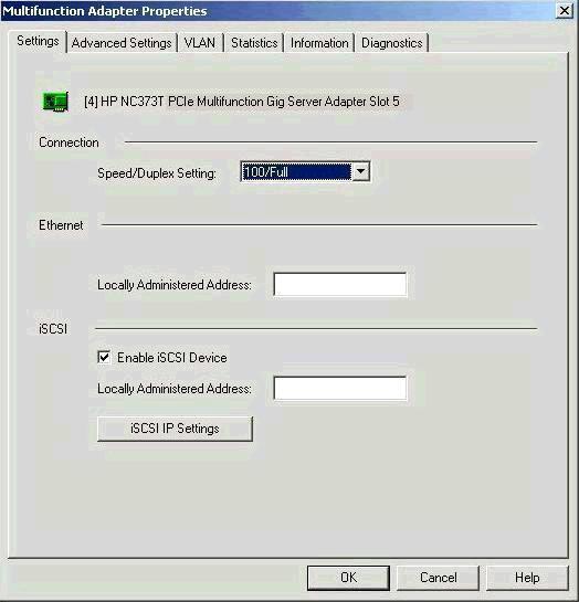 2. Select Enable iscsi Device to enable iscsi on the multifunction adapter. iscsi cannot be enabled on the device if the adapter is in an Automatic, 802.