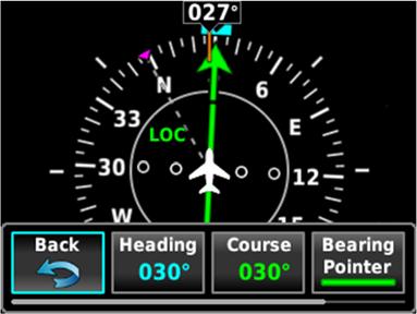 3.6.5 Course Selection When the G5 is receiving VOR or LOC data, a Course menu option is