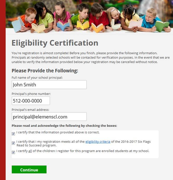 The next screen will be the Eligibility page: This page is asking fr yur principal