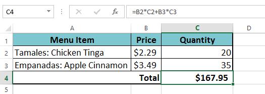 To create a complex formula using the order of operations: In our example below, we will use cell references along with numerical values to create a complex formula that will calculate the total cost