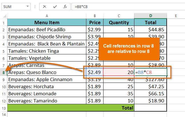 You can double-click the filled cells to check their formulas for accuracy. The relative cell references should be different for each cell, depending on its row.