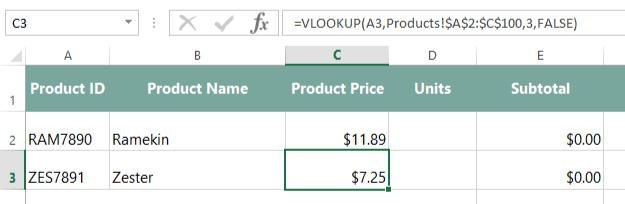 However, if we continue adding more products, we will eventually break the VLOOKUP function again, so this is not a perfect solution.