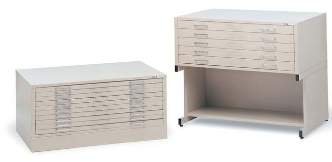 Five-drawer units have drawer height of 2 each; ten-drawer units are 5/8.