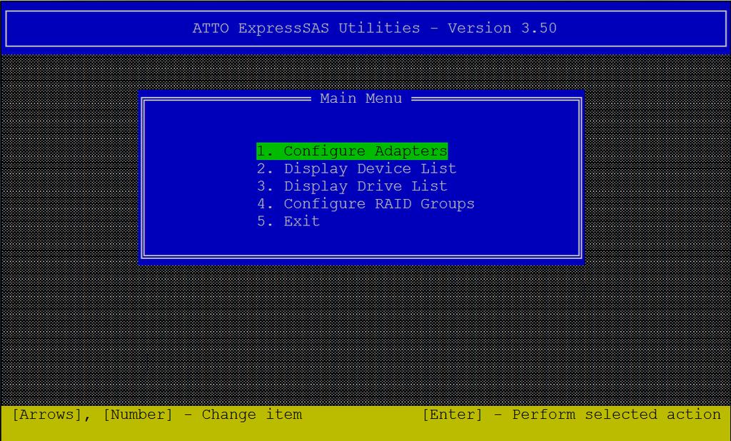 ExpressSAS EFI Utility The EFI driver for ATTO ExpressSAS Storage has a built-in EFI Utility which manages the adapter and the devices connected to the adapter.