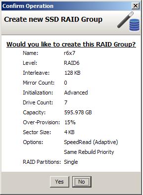 Create SSD RAID Group The Create SSD RAID Group wizard appears in the bottom panel when the SSD Group is selected.