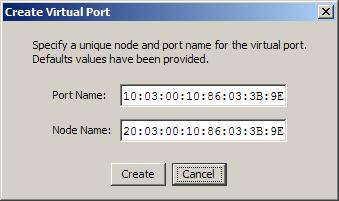 Create Port Allows the user to create a new virtual port on the selected channel. Refresh Forces a refresh of the information displayed on the NPIV panel.