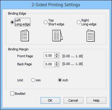 You see this window: 3. Select the double-sided printing options you want to use. 4. Click OK to return to the Main tab. 5.
