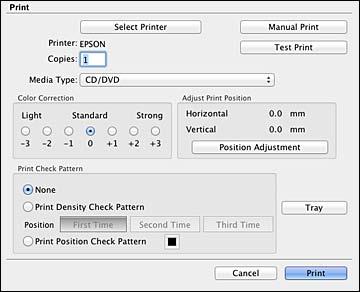 5. Click Print. Note: If you need to adjust the print position or print quality, see the Epson Print CD Help utility for instructions.