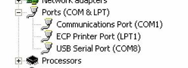 CONNECTING TO THE VIRTUAL PORT APPENDIX A: INSTALLING THE USB VIRTUAL COMM PORT v Click the plus sign next to Ports (COM & LPT). The COM ports will be displayed.