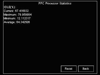 DYNAMIC SCREENS CHAPTER 6: USING THE EPM 9900 METER S TOUCH SCREEN DISPLAY CPU Stats The CPU Stats screen contains information about the processor s state and how close it is to executing the Idle