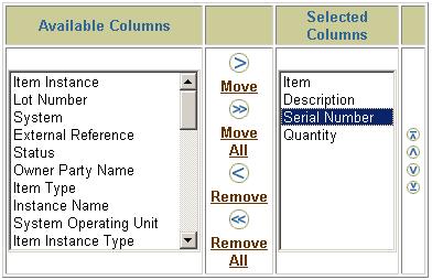 Figure 42 Changing the Field Order in the Selected Columns Box 5. Next, you can set the way that the rows are sorted.