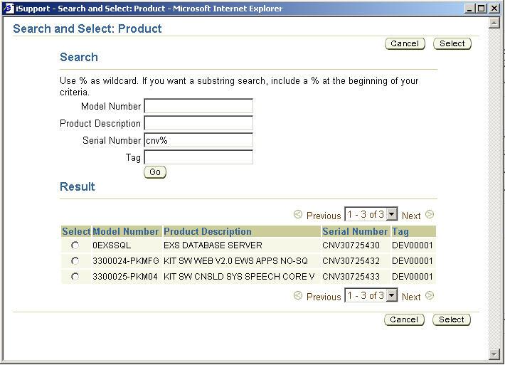Figure 50 Search and Select Window Sub-Search for a Field Value (Go Button) Generally, when there is a Go button next to a field it means that you can do a sub-search for the value to put into that