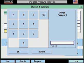 Use this screen to change the password to perform functions for 1 point calibration, 2 point calibration, restore factory cal, and head correction.