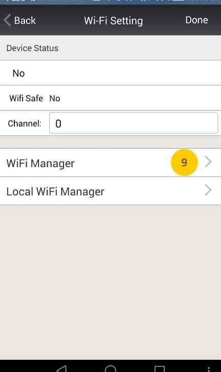Click on the setting icon on the WIFICAM device (See 7).