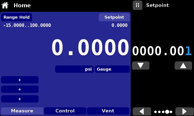The user can also configure the minimum and maximum pressure values of the DUT by clicking the button displaying pressure range. This would take the user to the Step Settings App (figure 6.4.1.2.
