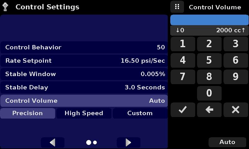 6.4.3.3 Stability Parameters Stability parameters for the controlled pressure can be found in the Control Settings App and can be configured using the Stable Window and Stable Delay buttons.
