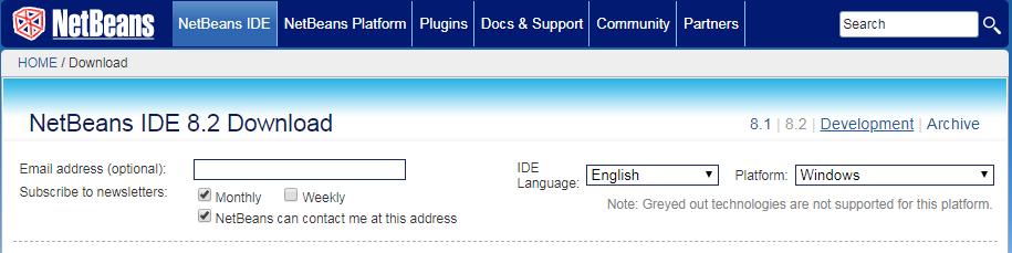 Install the latest version of the NetBeans Integrated Development Environment (IDE) 1. Browse to https://netbeans.