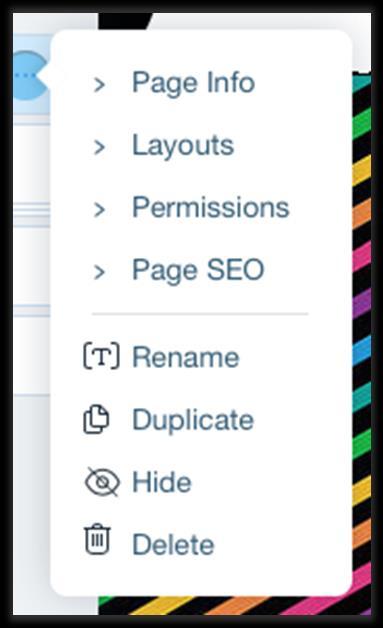 You can also use this page submenu to Rename, Duplicate (copy an existing page) and Hide a page.