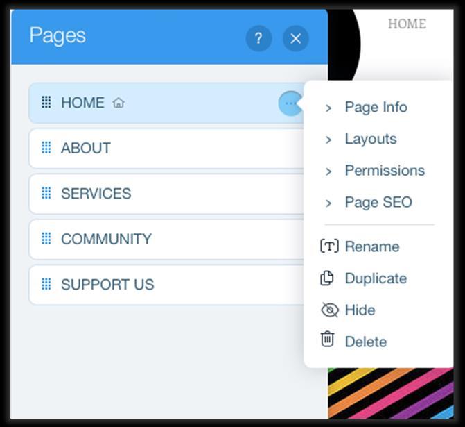 Step 5 Additional Options From the menu of each individual page, which can be populated by clicking on the.