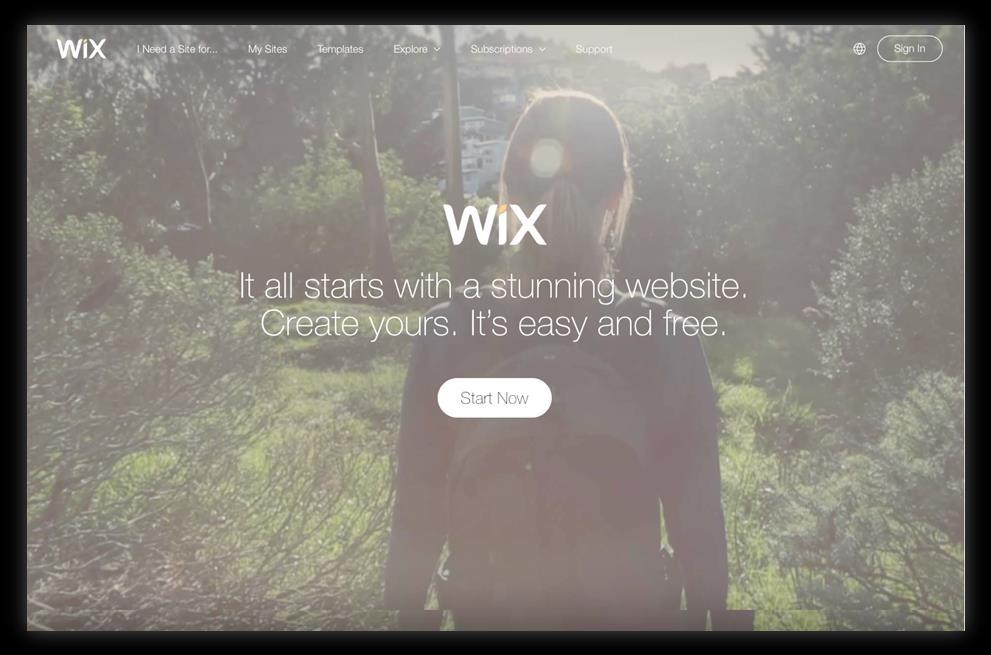 . GETTING STARTED A SETTING UP AN ACCOUNT Step Starting You can set up an account by visiting www.wix.com on your Internet Browser and clicking on Start Now ().