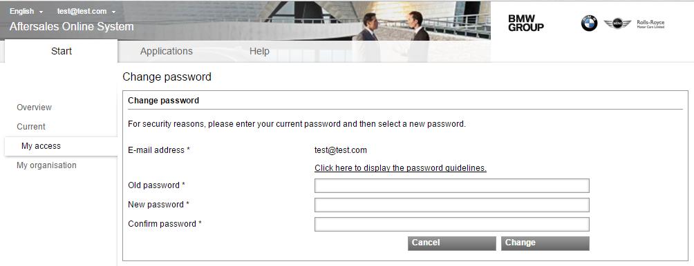 BMW Group Page 12 3 User management You can manage your account data under the menu item "My access".