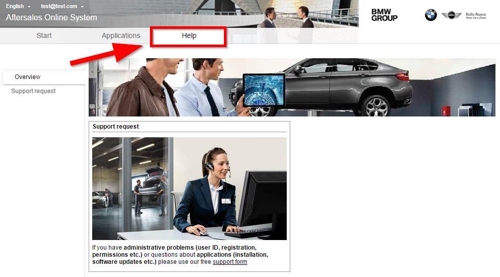 BMW Group Page 28 Access to user support is via the "Help" button on the start page.