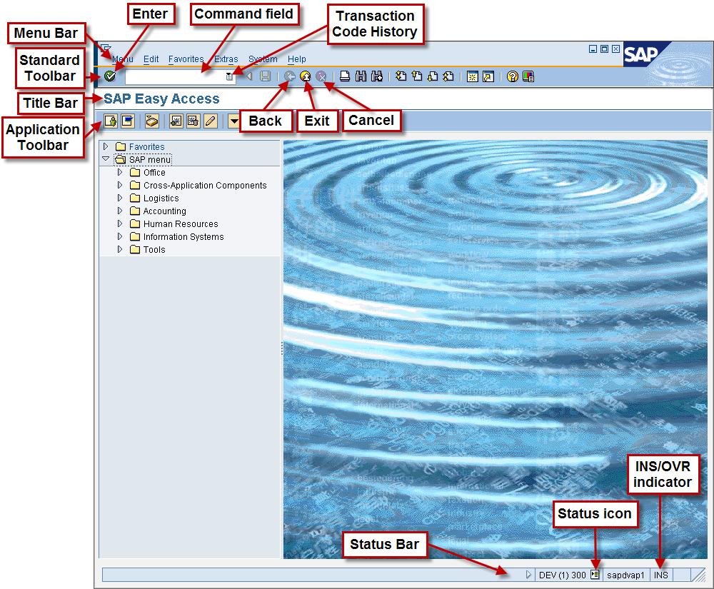 SAP Basic - Section 2: Navigating in SAP Part A: The SAP Easy Access screen Demonstration Demonstration: The SAP Easy Access screen When you first logon to SAP the SAP Easy Access screen displays.