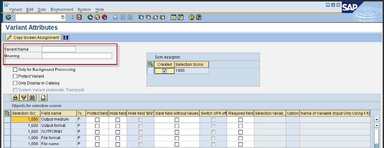 SAP Basic - Section 4: Introduction to Reports Walkthrough Walkthrough: Report variants Reporting selections can be preselected and saved as a variant, making it easier to run regular reports.