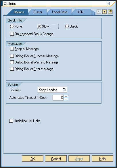 SAP Basic - Section 5: SAP Options Walkthrough Walkthrough: Customise message display You can change the way in which messages are displayed, selecting to display them in a dialog box rather than on