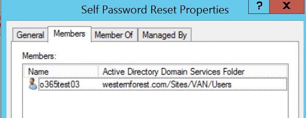 password reset features to be member of the group.