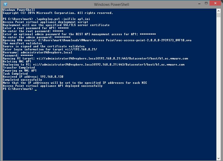 Using PowerShell to Deploy the Unified Access Gateway Appliance PowerShell scripts prepare you environment with all the configuration settings.