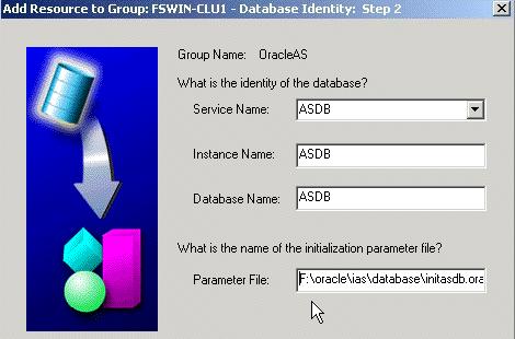 Supporting Procedures Enter the service name, the instance name, and the database name, and click Next.