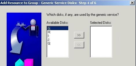 Figure 10 57 Add Resource to Group Wizard (Adding Application Server Control), Generic Service Disks, Step 4 Screen e.