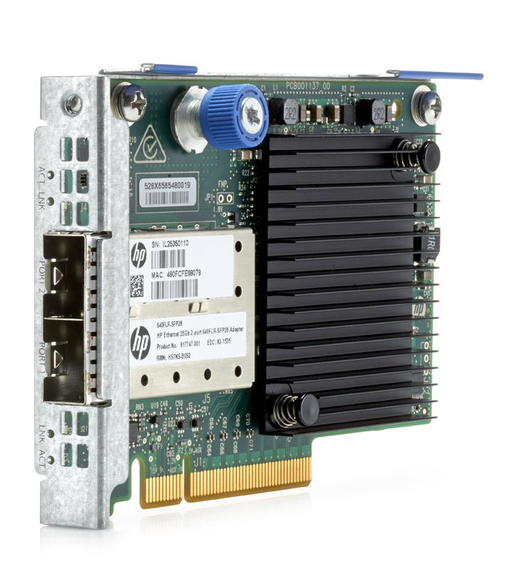 Overview The HPE Ethernet 10/25Gb 2-port 640FLR-SFP28 adapter for ProLiant Gen9 rack servers provides full-featured, high performance, converged 25Gb Ethernet that accelerates IT services and