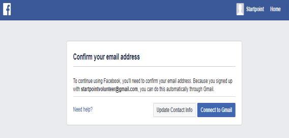 4 Facebook will send an email to the email address you provided. This is to ensure that you have given a real email address and one that you genuinely have access to.