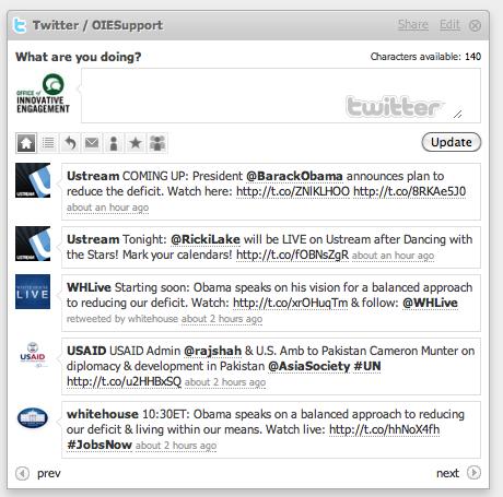 Understanding the Netvibes Twitter Widget Interface Edit Settings or close the Twitter widget Twitter Text box: compose tweets here.