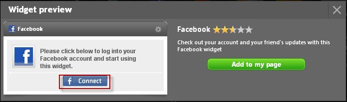 Click on Essential Widgets. Click on the Facebook icon to add Facebook to your dashboard. 3. Click on the Connect button to connect to your Facebook account. Click on Log In with Facebook.