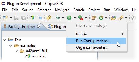 Figure 6 shows the drop-down button that is used to open the Launch Configurations.