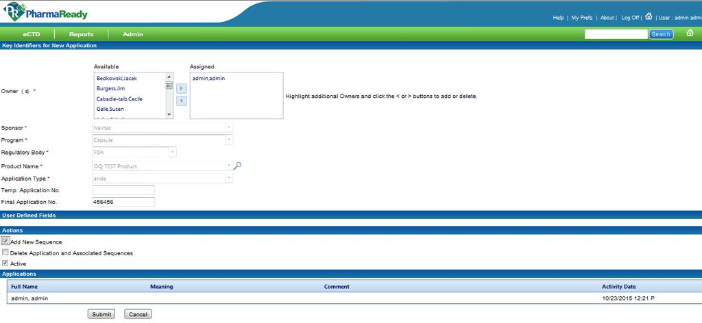 i) Under Action field, Click on Add New Sequence check box as shown in Figure 9 and click on submit. Figure 9: Click on Check box before Add New Sequence.