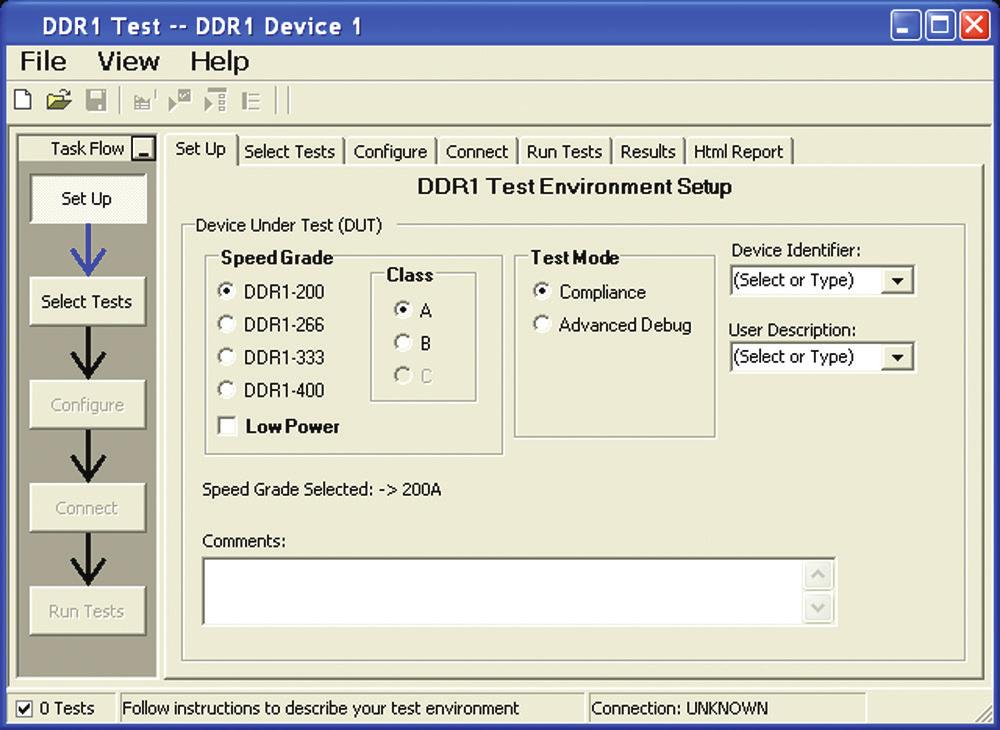 04 Keysight U7233A DDR1 Compliance Test Application with LPDDR and mobile-ddr Support - Data Sheet Easy Test Definition The test application enhances the usability of Keysight Infiniium oscilloscopes