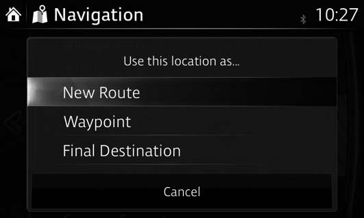 3.3 Modifying the route When navigation is already started, there are several ways to modify the active route. The following sections show some of those options. 3.3.1 Selecting a new destination