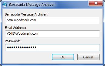 com in the Barracuda Message Archiver field,
