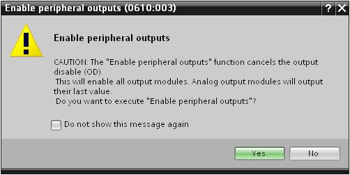 Following the PA enable, controlled outputs are active when the CPU is in STOP state. Analog modules output their last value.