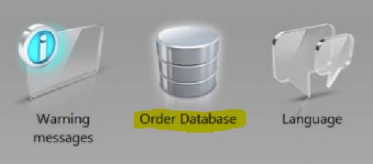 First, open the existing software and navigate to the upper bar and select Configuration / Settings / Order Database.