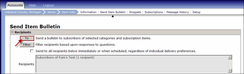 Sending a General Bulletin This feature is used for sending out messages about events or emergency notifications that are not associated with a particular item. 1.